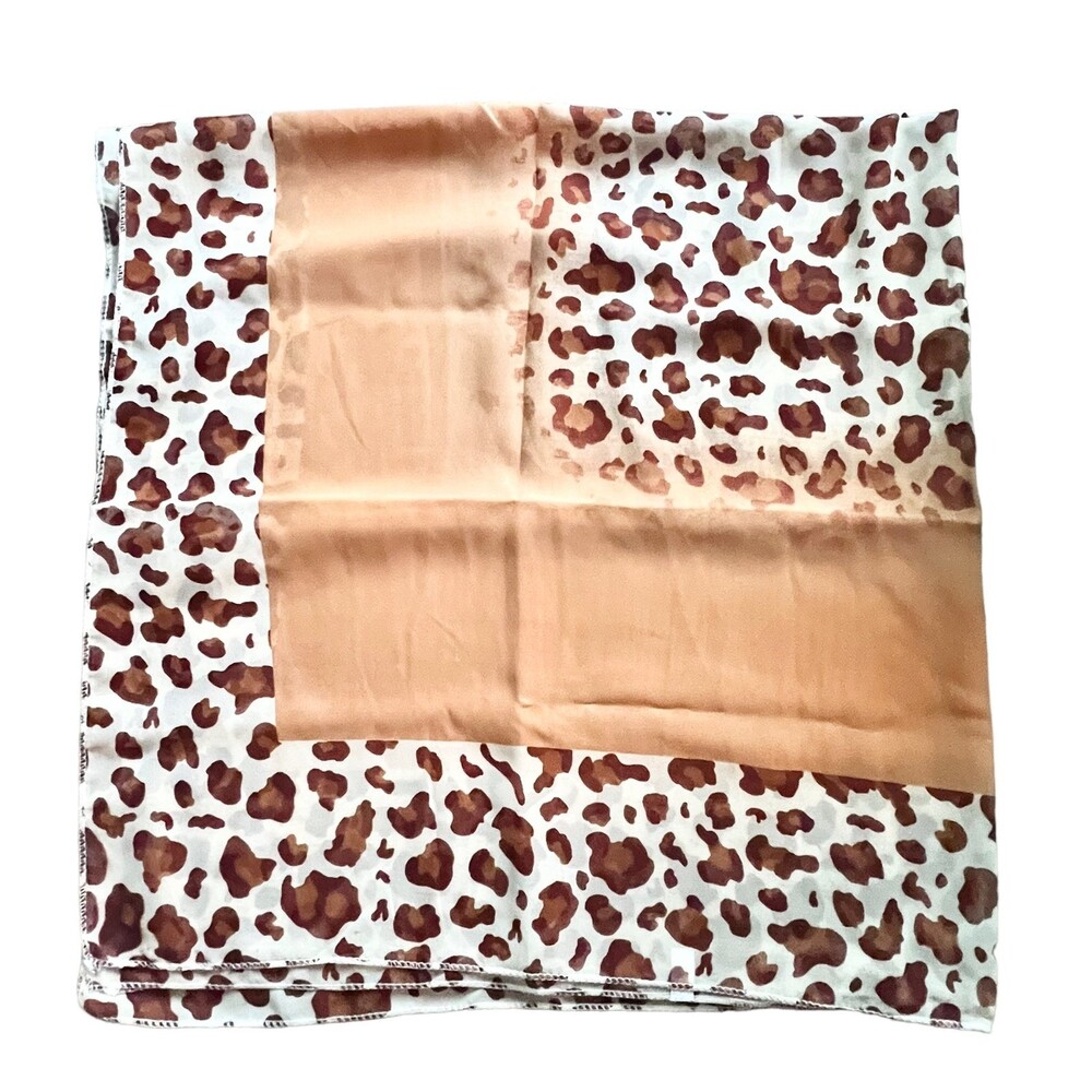 Leopard Print Color Block Square Scarf